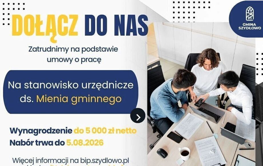 Zdjęcie do Nab&oacute;r na wolne stanowisko urzędnicze ds. Mienia Gminnego