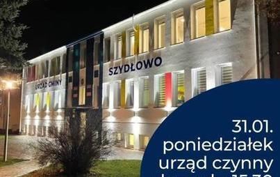 Zdjęcie do W poniedziałek 31.01. Urząd Gminy czynny do 15:30