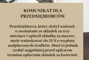 Zdjęcie do Zwolnienie ze składek - Komunikat dla przedsiębiorcy