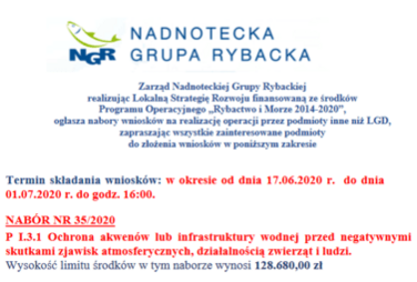 Zdjęcie do Ogłoszenia o naborach wniosk&oacute;w nr 35-37/2020 - NGR