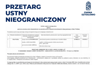 Zdjęcie do Przetarg - nieruchomość rolna w R&oacute;ży Wielkiej