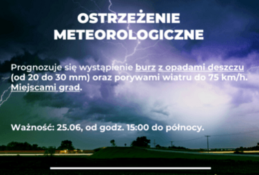 Zdjęcie do IMGW ostrzega: burze z deszczem, możliwy grad