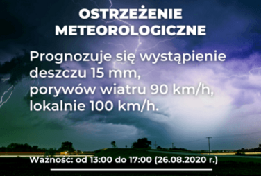 Zdjęcie do Ostrzeżenie meteorologiczne - deszcz i wiatr
