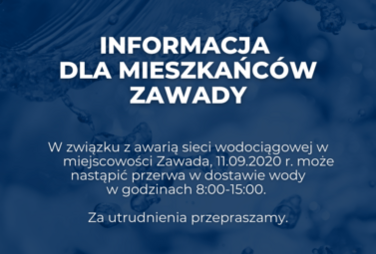 Zdjęcie do Możliwa przerwa w dostawie wody &ndash; Zawada