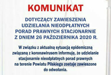 Zdjęcie do Stacjonarne nieodpłatne porady prawne zawieszone