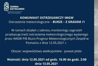 Zdjęcie do Ostrzeżenie meteorologiczne &ndash; burze z opadami gradu