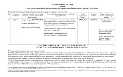 Zdjęcie do Trzeci przetarg ustny nieograniczony na sprzedaż prawa własności nieruchomości położonej w Szydłowie