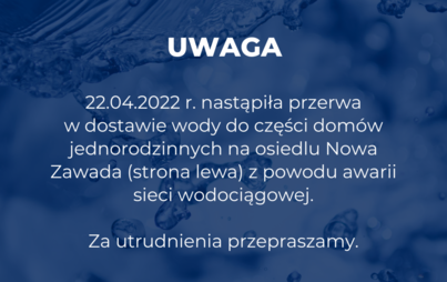 Zdjęcie do Przerwa w dostawie wody w Nowej Zawadzie