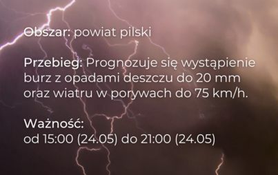 Zdjęcie do Ostrzeżenie meteorologiczne - burze i wiatr