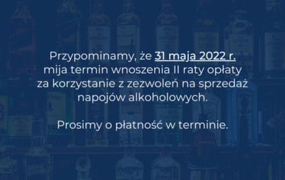 Zdjęcie do Zbliża się termin opłaty II raty za zezwolenia alkoholowe