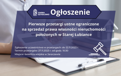 Zdjęcie do Ogłoszenie o przetargach na sprzedaż nieruchmości w Starej Łubiance 