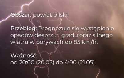 Zdjęcie do Ostrzeżenie meteorologiczne - deszcz i wiatr