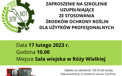 Zdjęcie do Szkolenie uzupełniające ze stosowania środk&oacute;w ochrony roślin dla użytkownik&oacute;w profesjonalnych