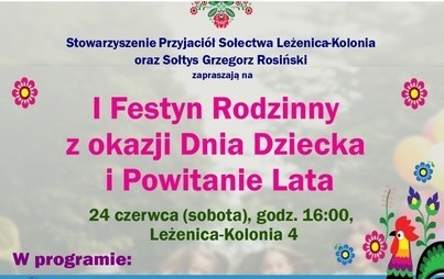 Zdjęcie do I Festyn Rodzinny z okazji Dnia Dziecka i Powiatanie Lata