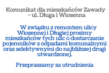 Zdjęcie do Odbi&oacute;r odpad&oacute;w w Zawadzie - informacja