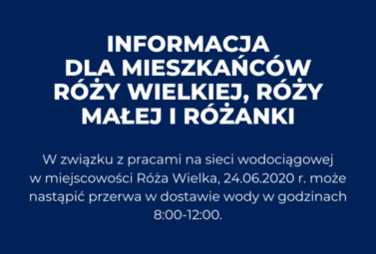 Zdjęcie do Możliwa przerwa w dostawie wody &ndash; R&oacute;ża Wielka