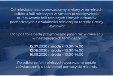 Zdjęcie do Zmiana termin&oacute;w odbioru folii rolniczych