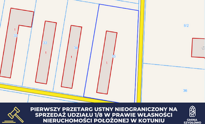 Zdjęcie do Pierwszy przetarg ustny nieograniczony na sprzedaż udziału 1/8 w prawie własności nieruchomości położonej w Kotuniu