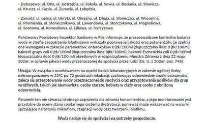Zdjęcie do Nowa Zawada, Dolaszewa - komunikat w sprawie jakości wody