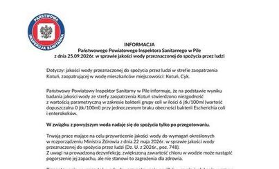 Zdjęcie do Informacja dla mieszkańc&oacute;w Kotunia w sprawie jakości wody przeznaczonej do spożycia przez ludzi