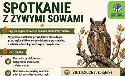Zdjęcie do  SPOTKANIE Z ŻYWYMI SOWAMI &ndash; ZAPRASZAMY! 