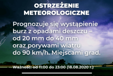 Zdjęcie do Ostrzeżenie meteorologiczne - burze z gradem