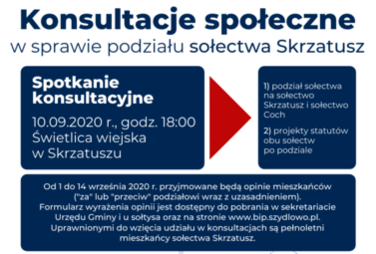 Zdjęcie do Konsultacje społeczne w sprawie podziału sołectwa Skrzatusz