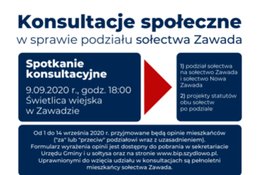 Zdjęcie do Konsultacje społeczne w sprawie podziału sołectwa Zawada