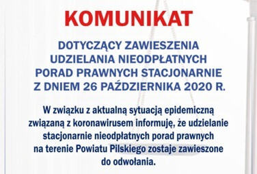 Zdjęcie do Stacjonarne nieodpłatne porady prawne zawieszone