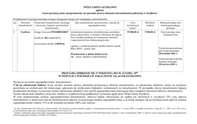 Zdjęcie do Trzeci przetarg ustny nieograniczony na sprzedaż prawa własności nieruchomości położonej w Szydłowie