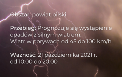 Zdjęcie do Ostrzeżenie meteorologiczne - deszcz i wiatr