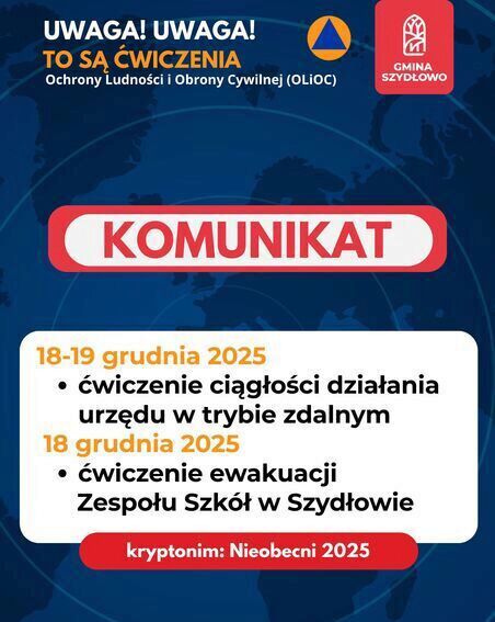 Ewakuacja szkoły z pracą urzędu w trybie zdalnym